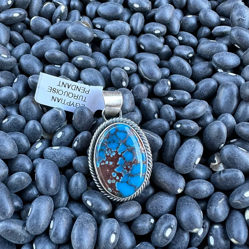 Egyptian Turquoise Eli Skeets Sterling Silver Turquoise Pendant - Picture 1 of 7
